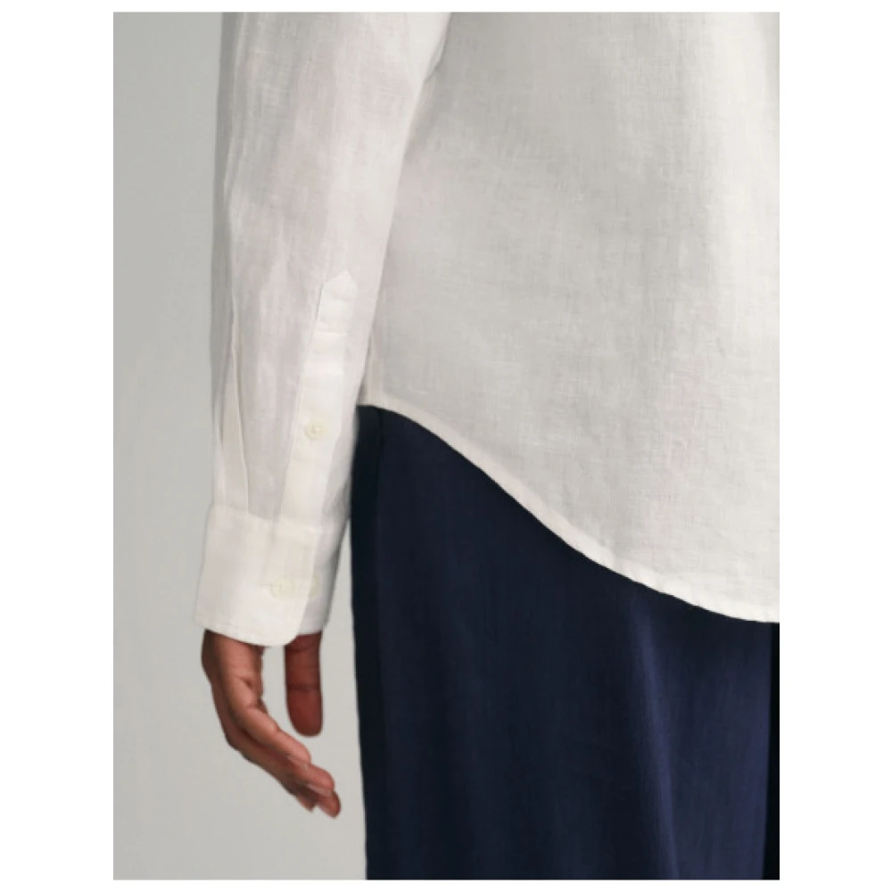 Gant Reguliere Linnen Chambray Overhemd White Dames