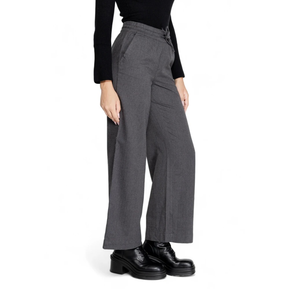 Jacqueline de Yong Wijde Pijp Geweven Broek Herfst Winter Collectie Gray Dames