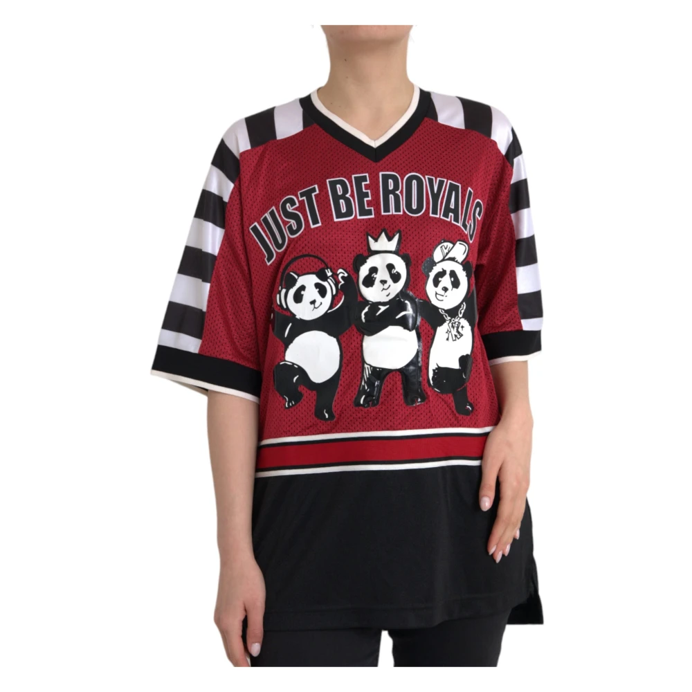 Dolce & Gabbana Women's Multicolor T-Shirts, S, Royals Panda Oversized T-Shirt