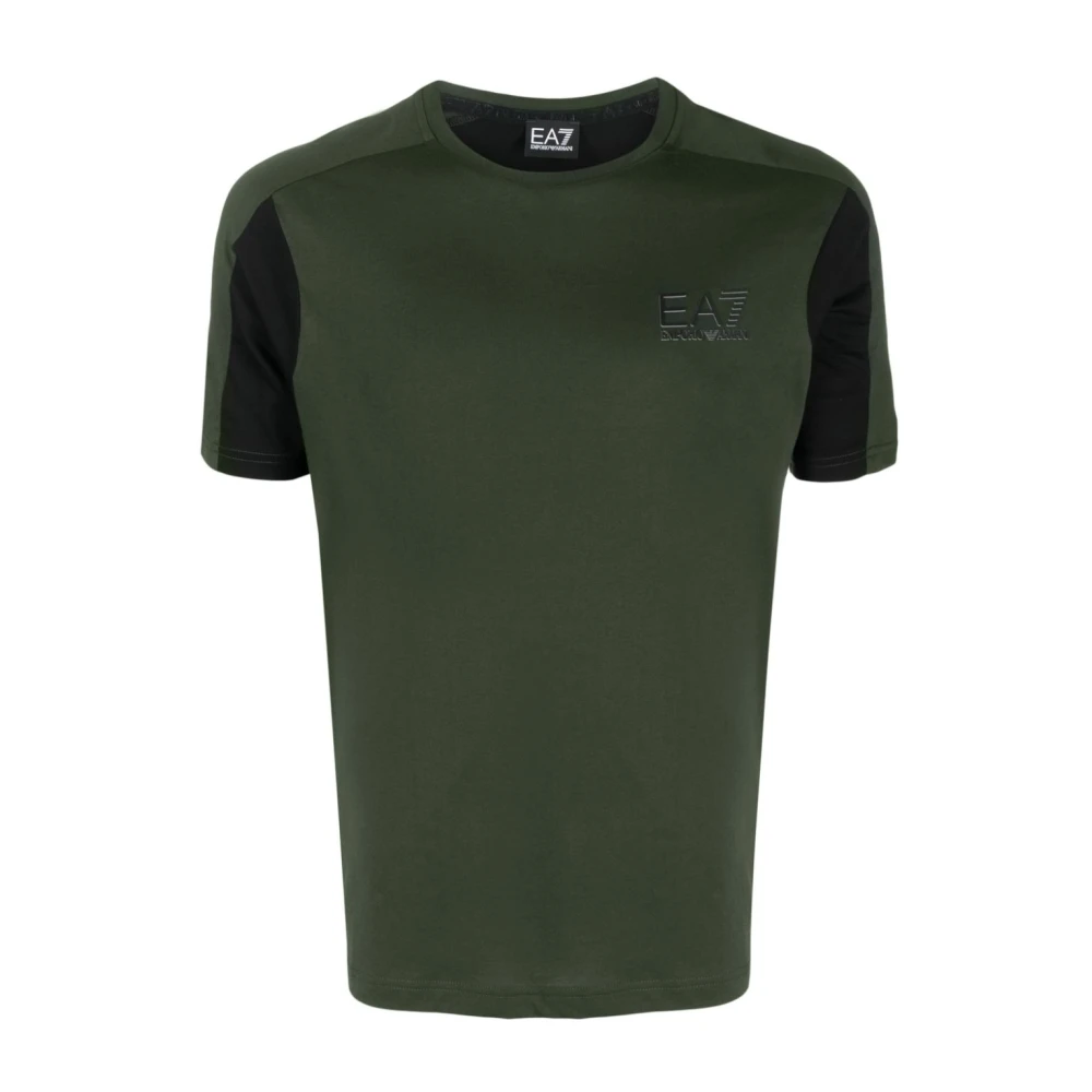 Emporio Armani EA7 Logo Katoenen T-Shirt in Groen Green Heren