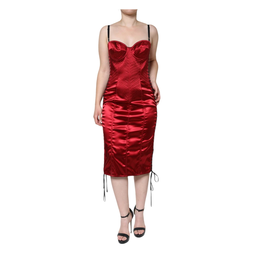 Dolce & Gabbana Women's Red Midi Bodycon Corset Dress