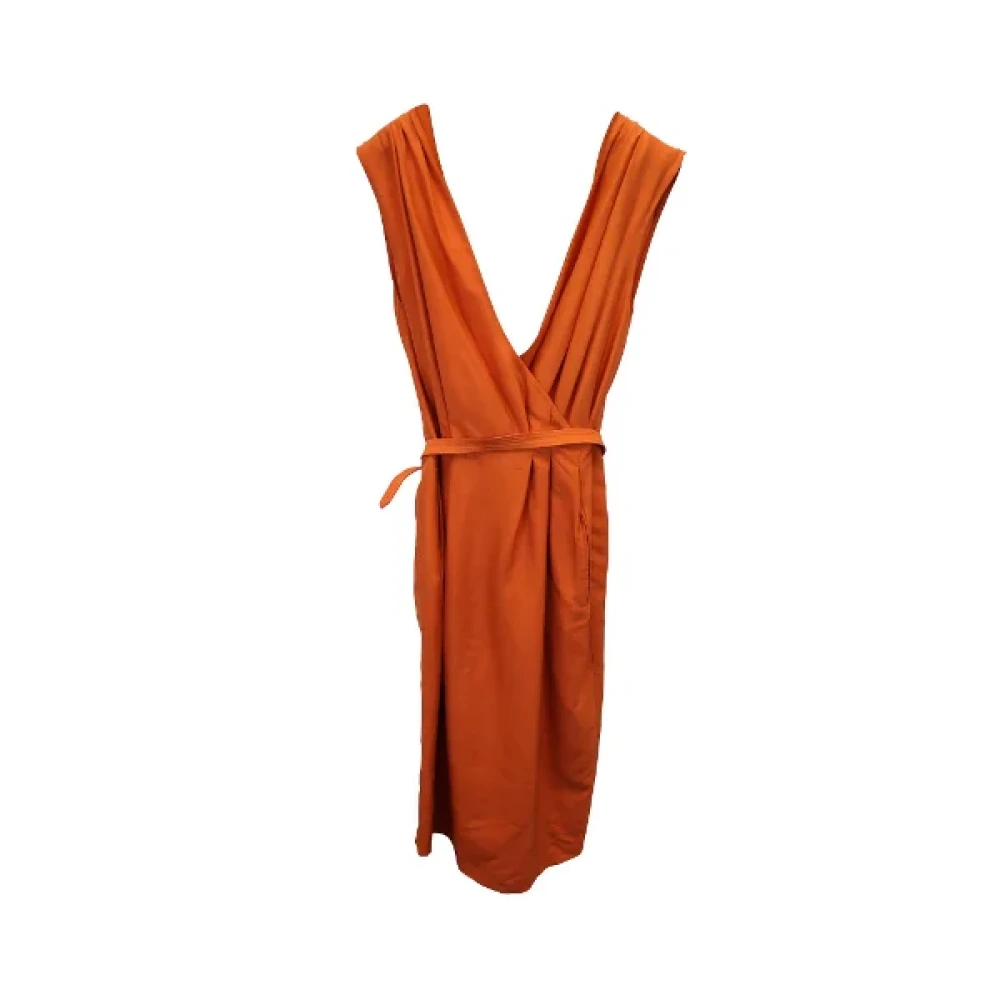 Bottega Veneta Vintage Pre-owned Silk dresses Orange Dames