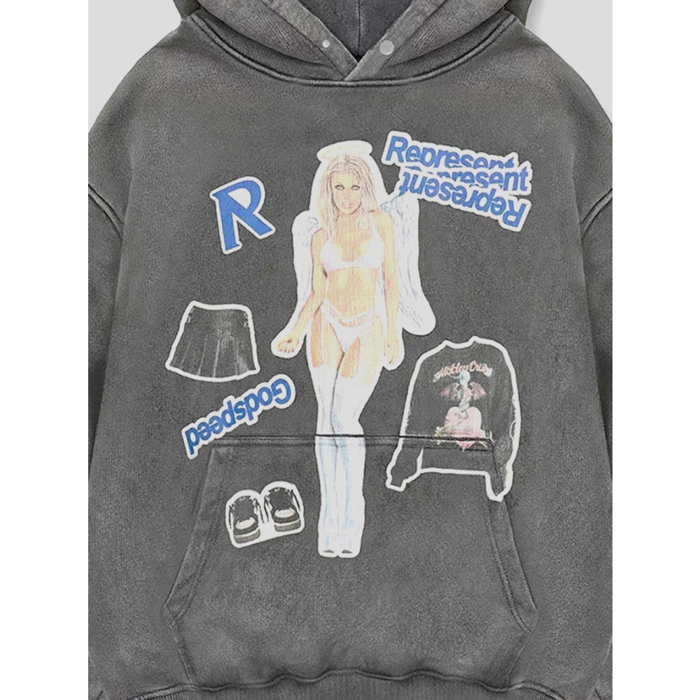 Represent Katoenen Hoodie met Print Gray Heren