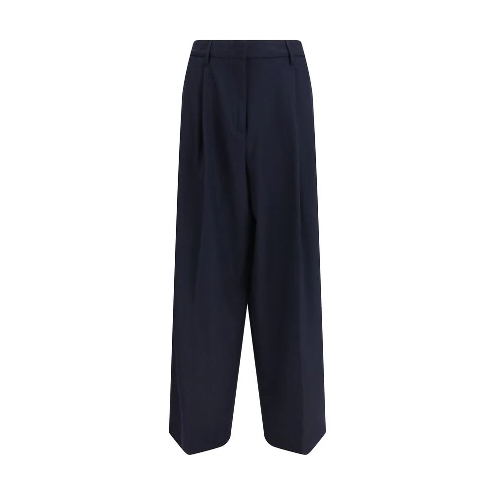 Fabiana Filippi Women's Blue Fluid Techno-Tailoring Trousers - Wide Trousers - L- Trousers