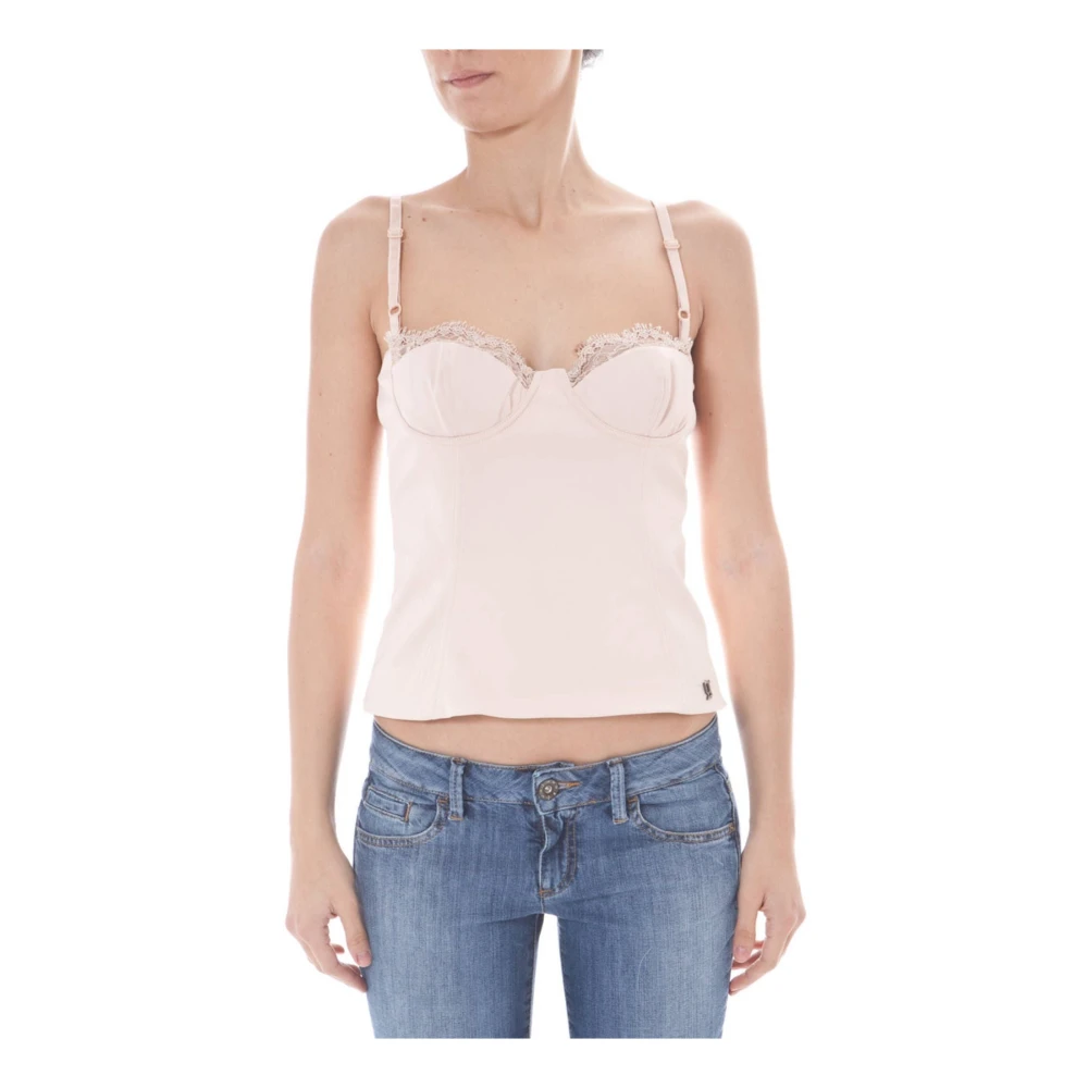 John Galliano Roze Kant Inzet Top met Verstelbare Bandjes Pink Dames