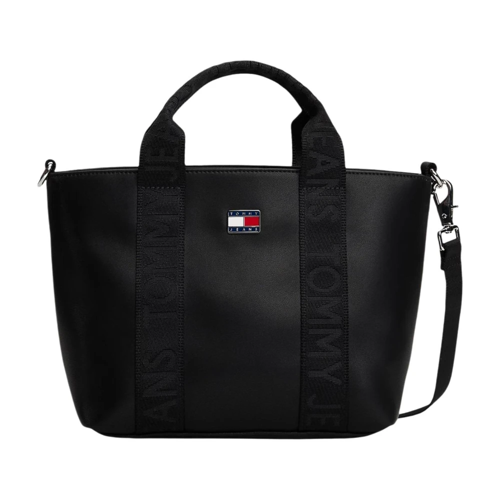 Tommy Hilfiger Women's Black Essential Repeat Logo Crossbody Tote Bag
