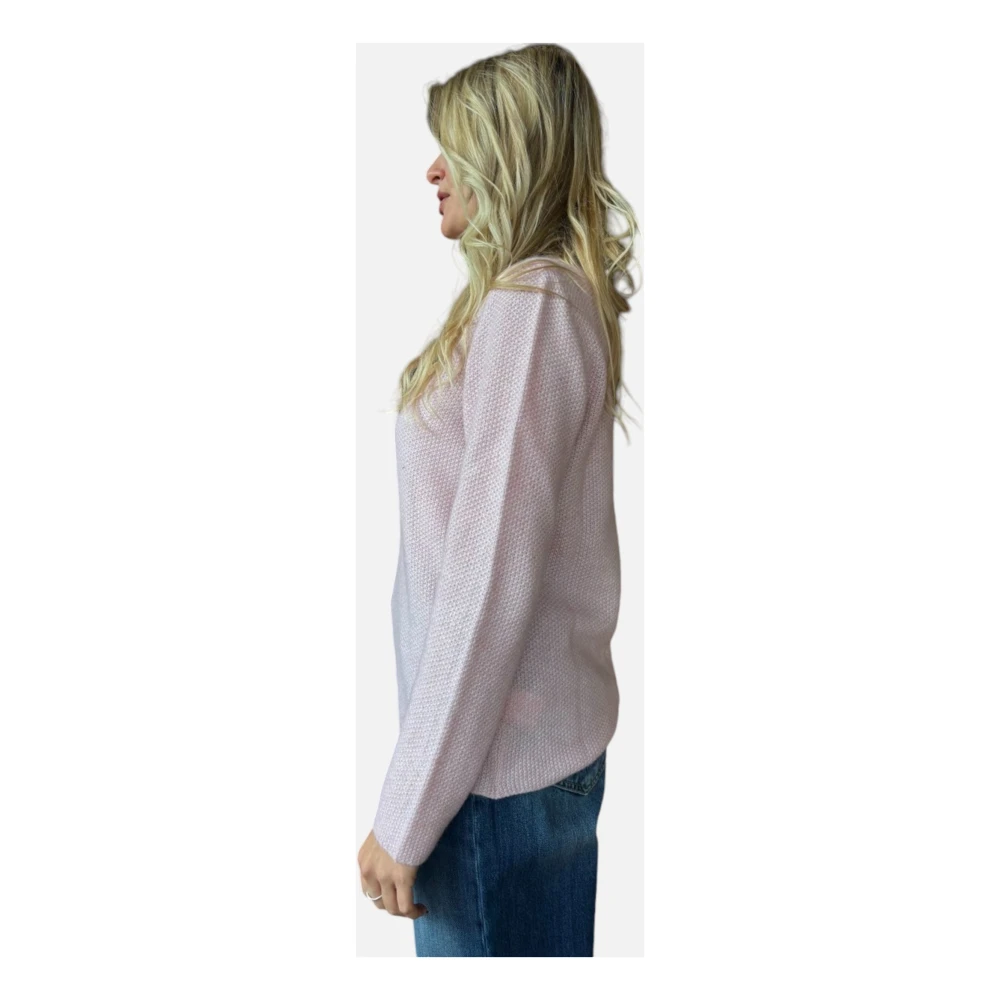 Gran Sasso Honingraat Truien met Ronde Hals Pink Dames