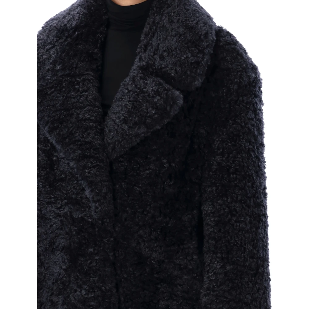 Stella Mccartney Navy Eco Fur Short Coat Blue Dames