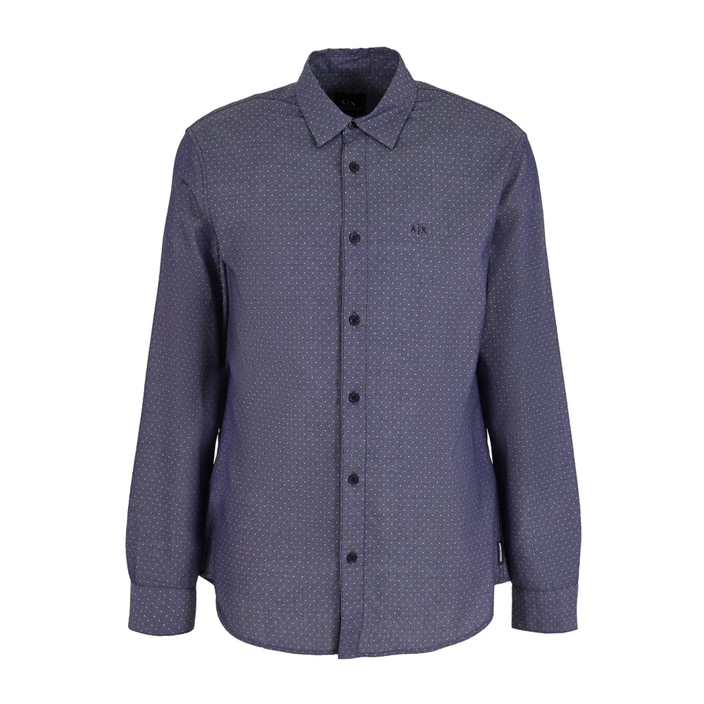 Armani Exchange Jacquard Katoenen Overhemd met Klassieke Details Blue Heren
