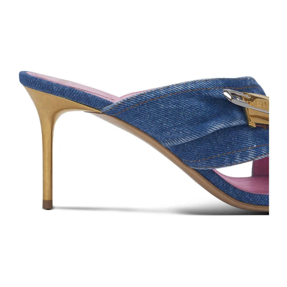 Balmain Denim Safety Pin mules Blue Dames