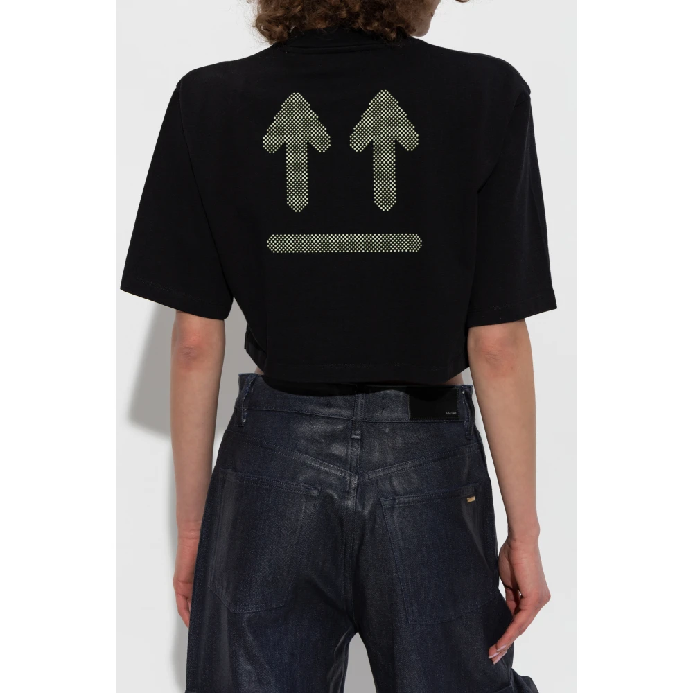 Off White Korte T-shirt met bedrukt logo Black Dames