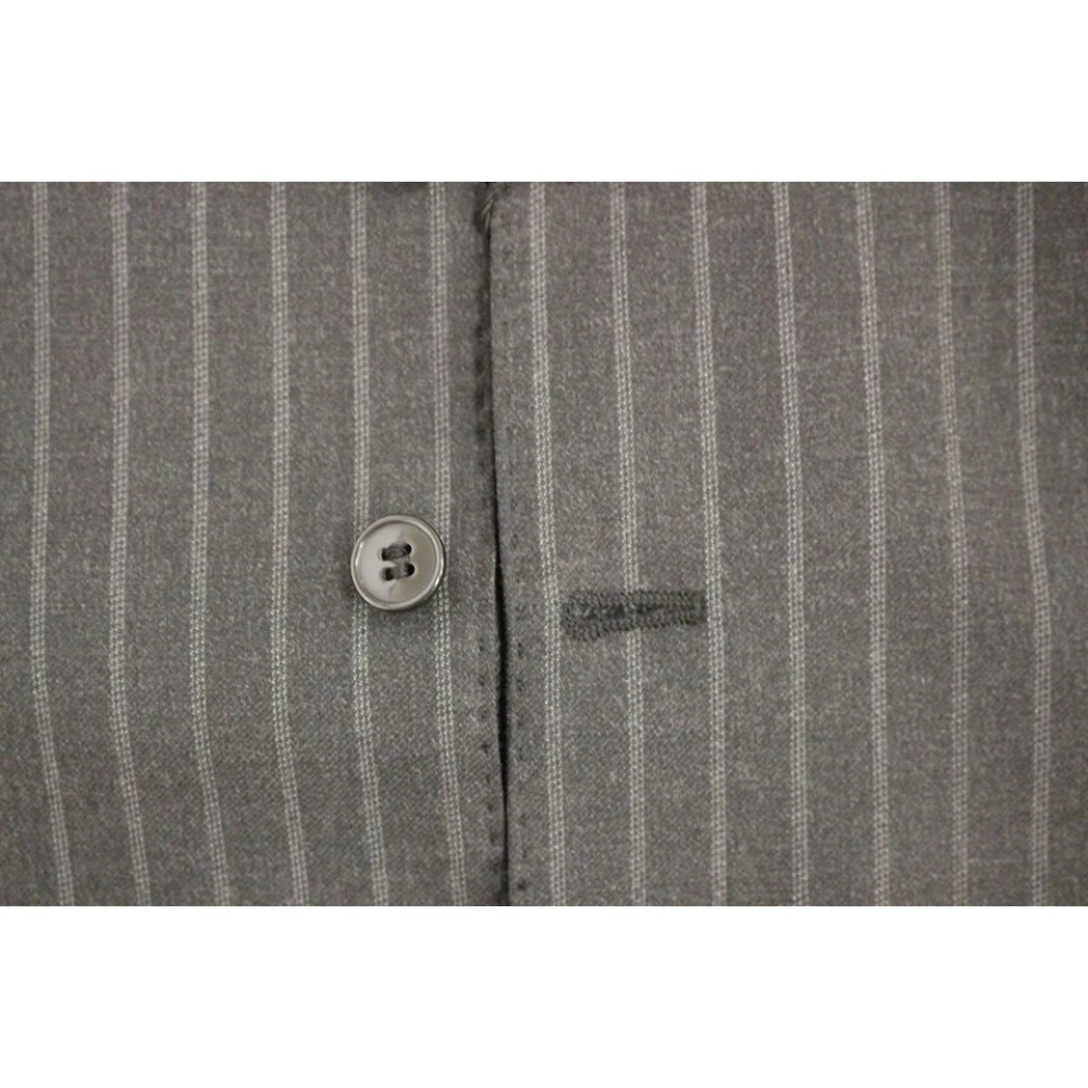 Dolce & Gabbana Grijs Gestreepte Jurk Vest Gray Heren
