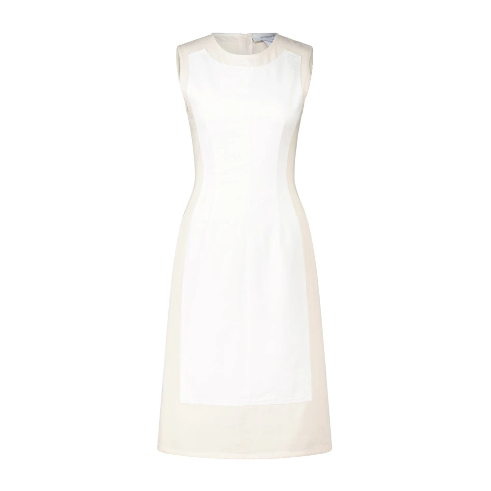 SPORTMAX Denim Midi Jurk met Figuurvolgende Pasvorm Beige Dames