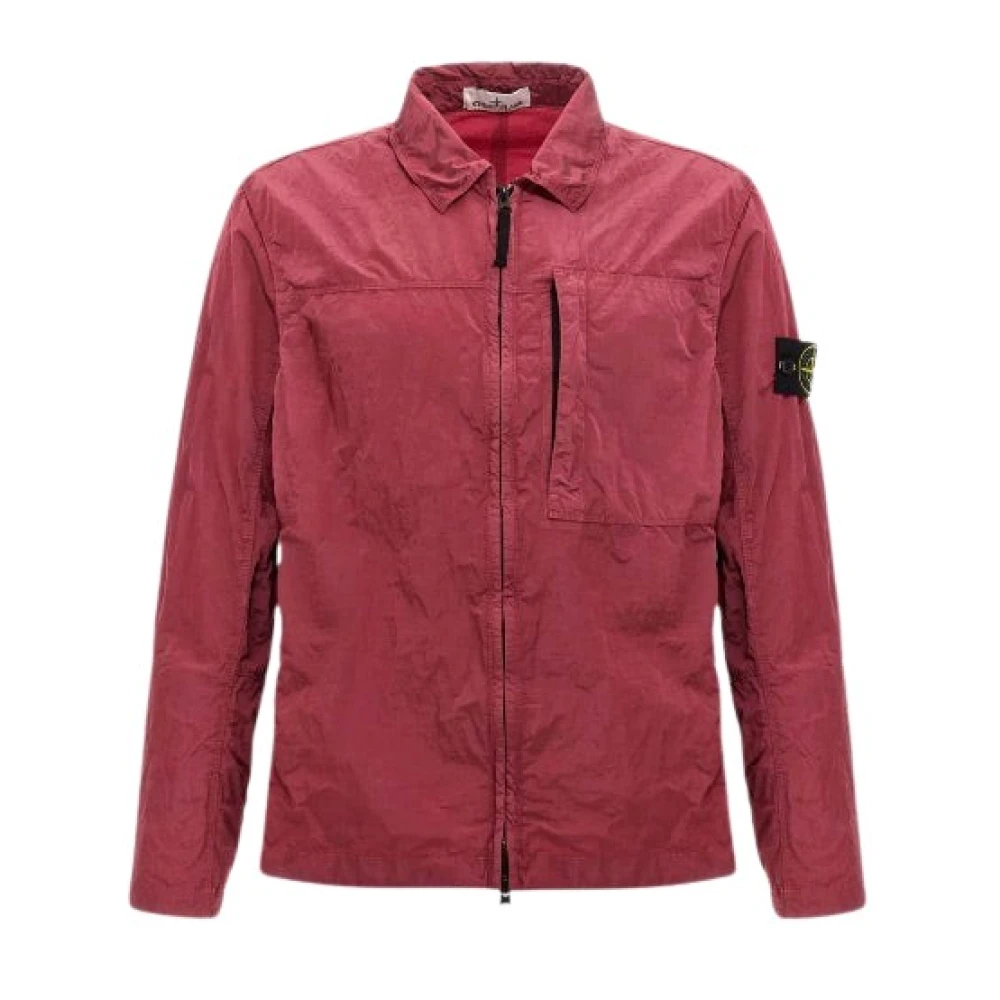 Stone Island Roze Nylon Overshirt met Compass Logo Pink Heren