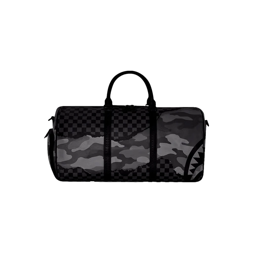 Sprayground Zwarte Camo Tear Duffle Tas Black Dames
