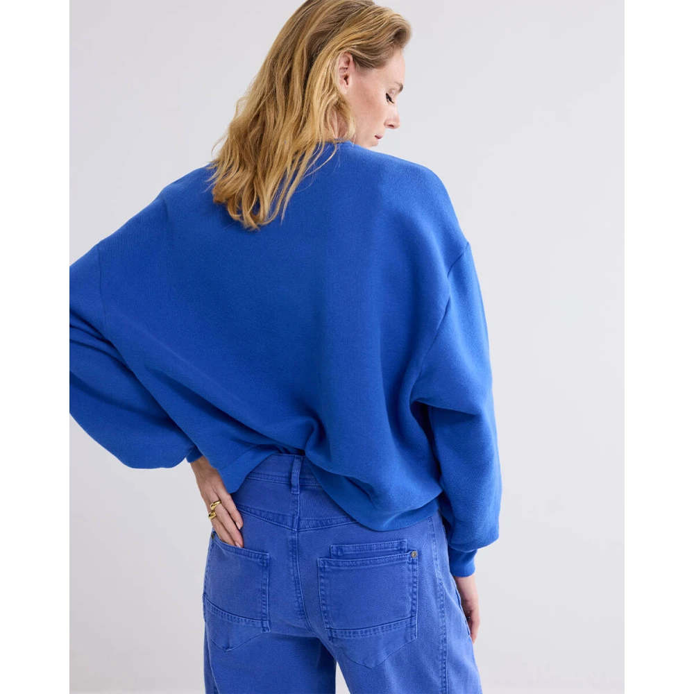 Summum Woman Vintage Sweat Lange Mouw Blouse Blue Dames