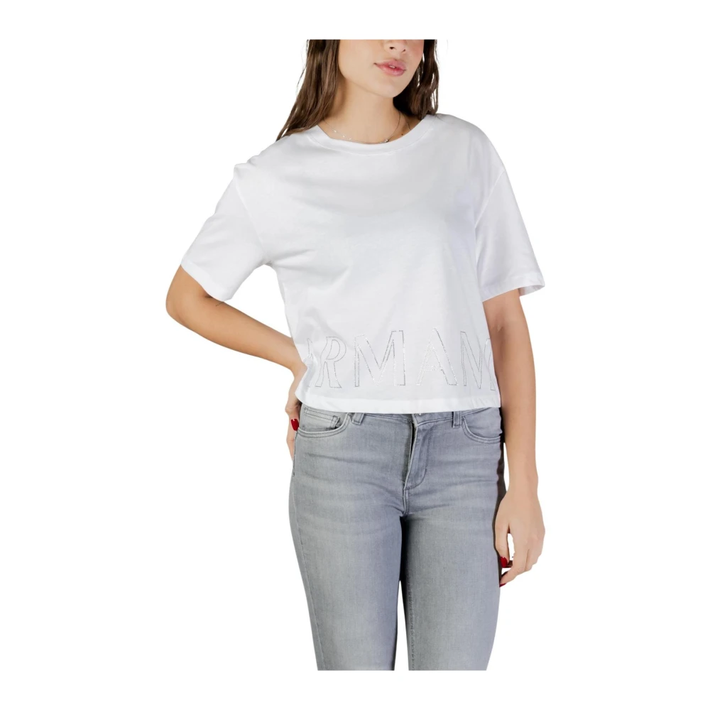 Armani Exchange Mujer Camiseta De Algodón Estampada Con Cuello Redondo