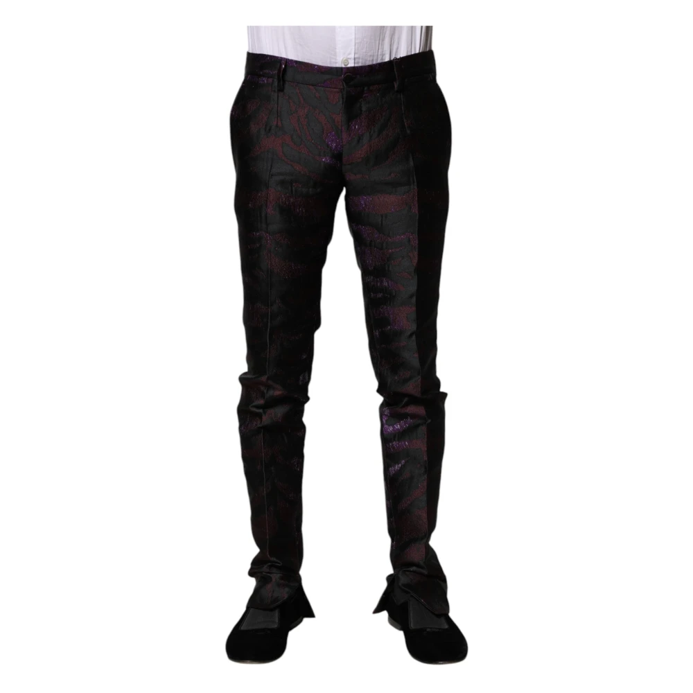 Dolce & Gabbana Men's Multicolor Patterned Formal Trousers - Slim-Fit Trousers - M - Trousers