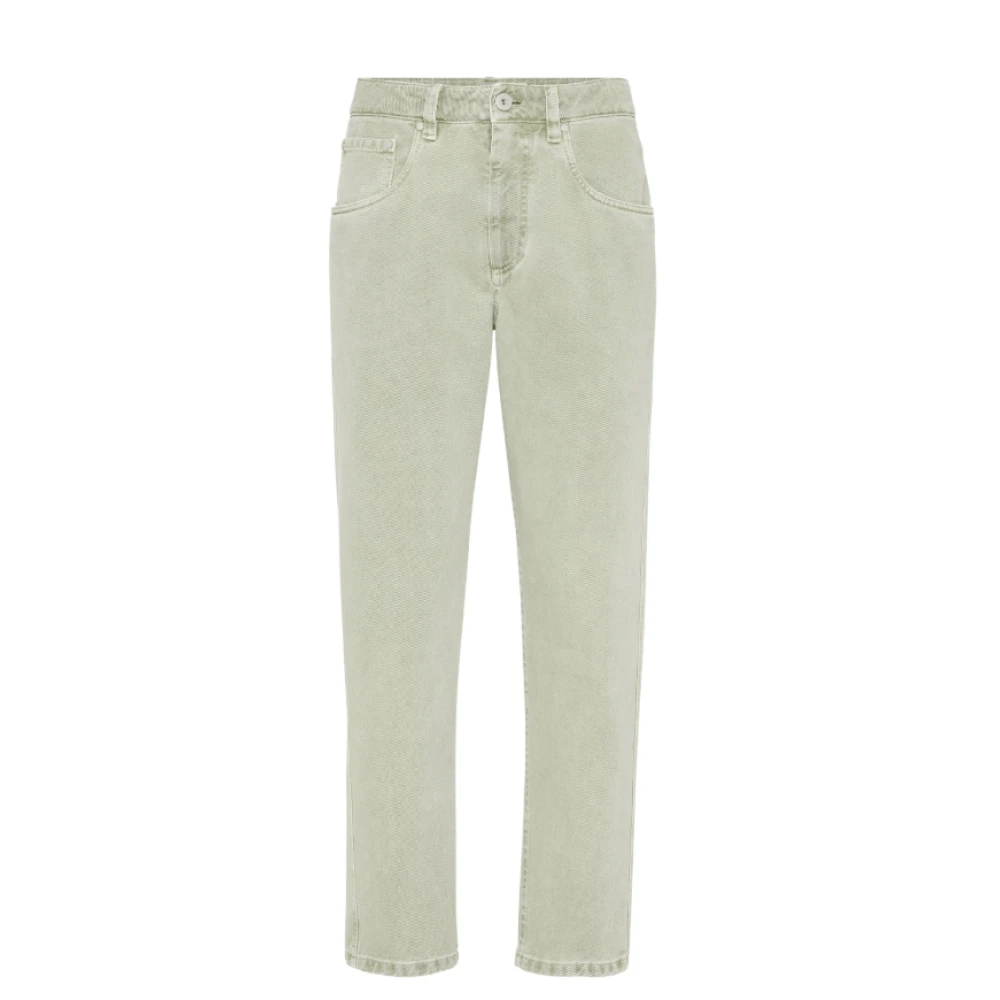 BRUNELLO CUCINELLI Lichtgroene Katoenen Tapered Jeans Green Dames