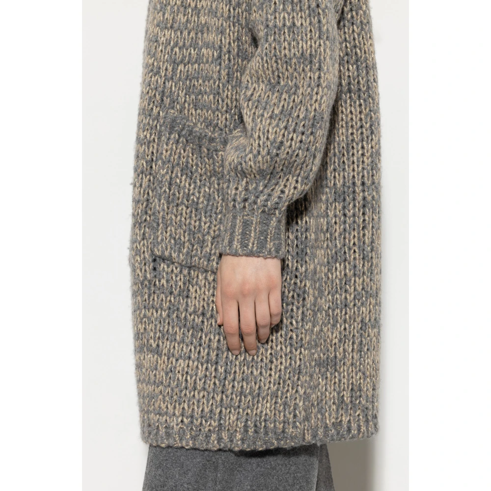 LUISA CERANO Bouclé Gebreid Vest met Shawl Kraag Gray Dames