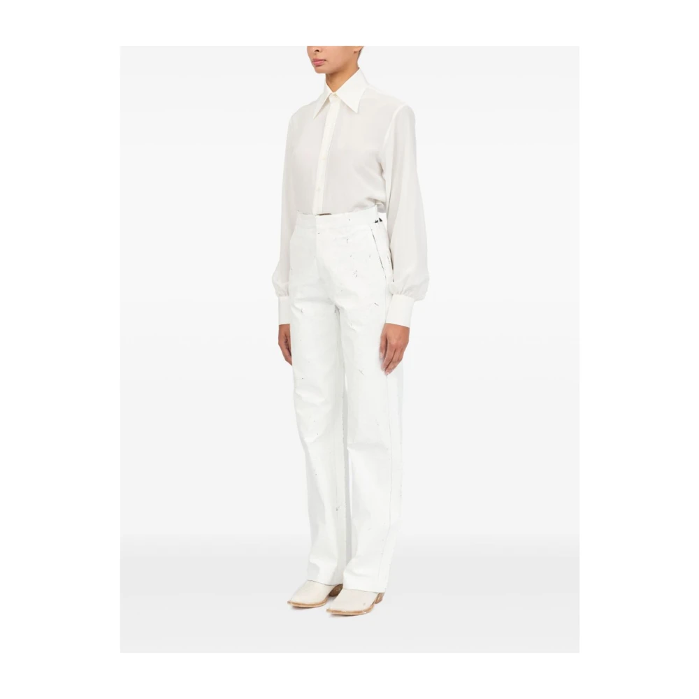 MM6 Maison Margiela Witte Broek met Verborgen Voorsluiting White Dames