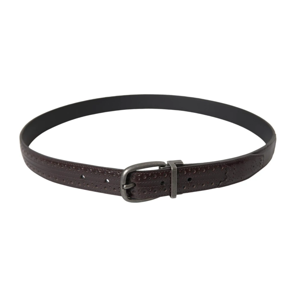 Dolce & Gabbana Geperforeerde Leren Riem Metalen Gesp Brown Heren