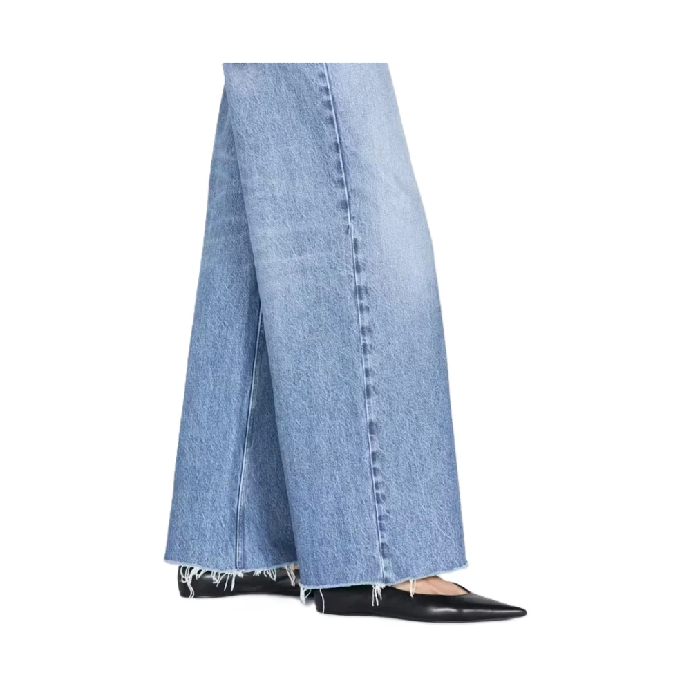 Frame Wide Leg Cut Off Jeans Blue Dames