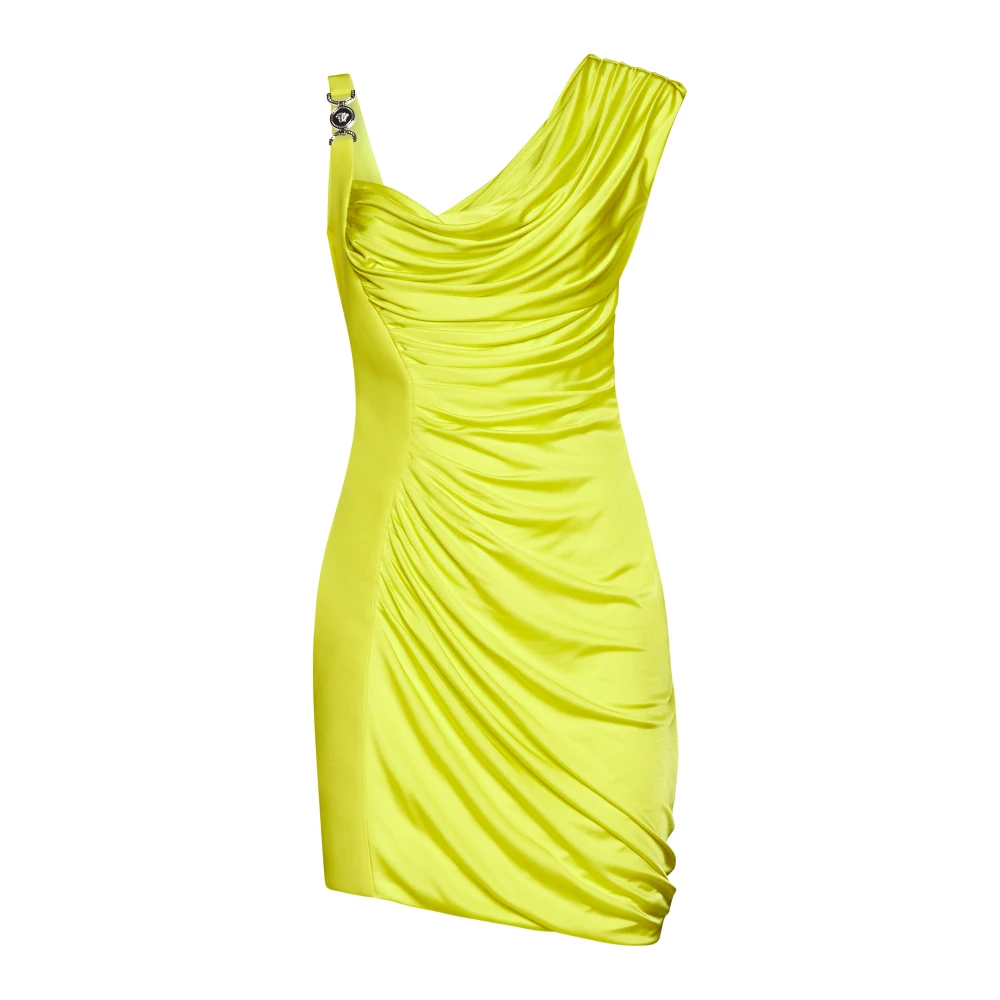 Versace Fluorescerende Gele Satijnen Jurk Yellow Dames