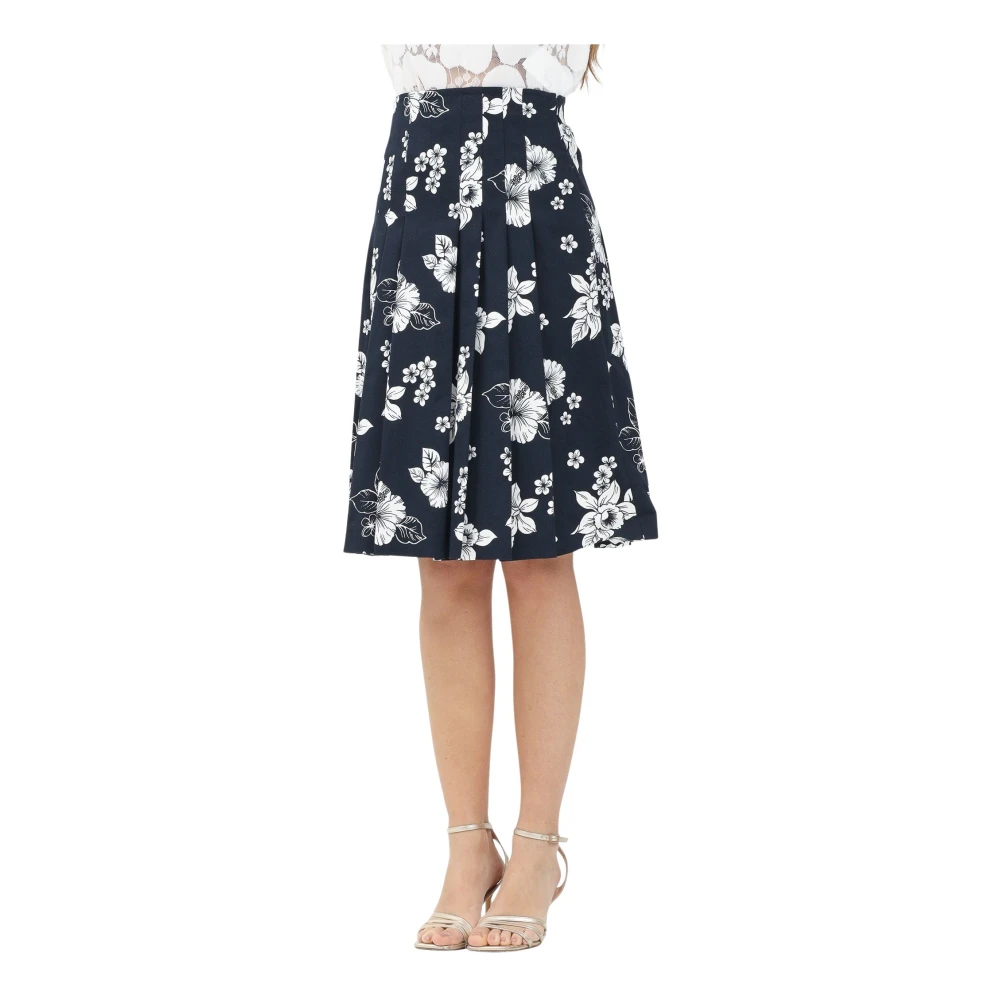 Max Mara Blauwe Bloemen Midi Rok Elegant Lente Blue Dames