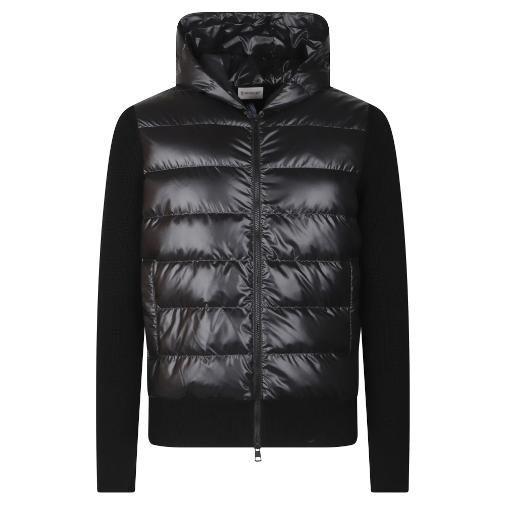 Moncler Padded Wool Zip-Up Hoodie - Male - Down Jackets - Black - S - Jackets