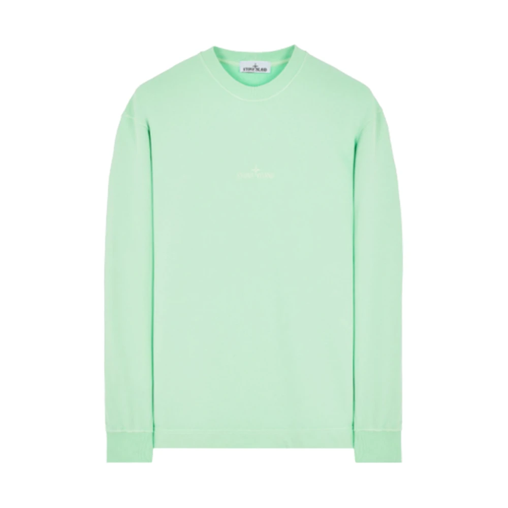 Stone Island Lichtgroene Sweatshirt met Geborduurd Logo Green Heren