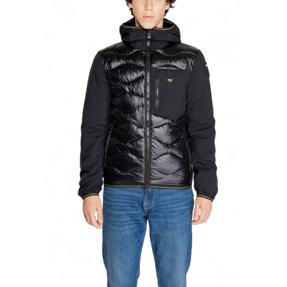 Blauer Men's Black Zip-Up Hooded Jacket For