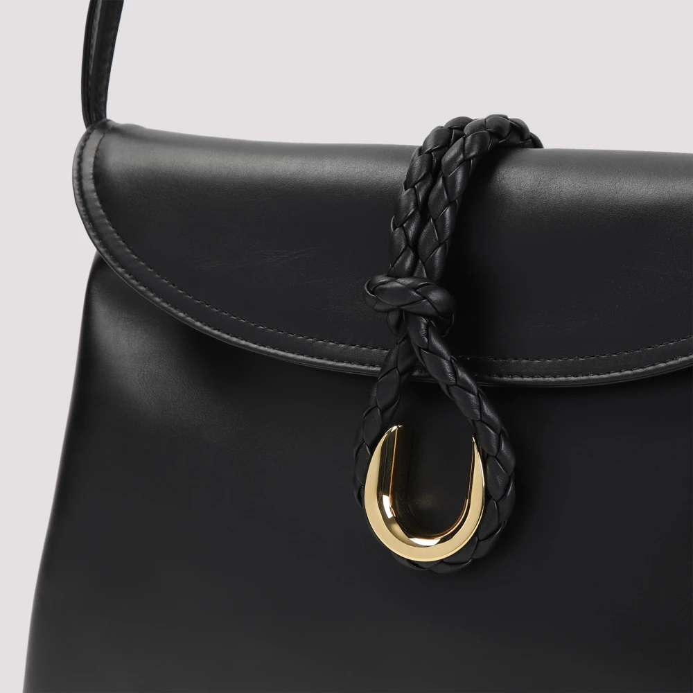 Bottega Veneta Zwart Messing Dubbele Flap Tas Black Dames