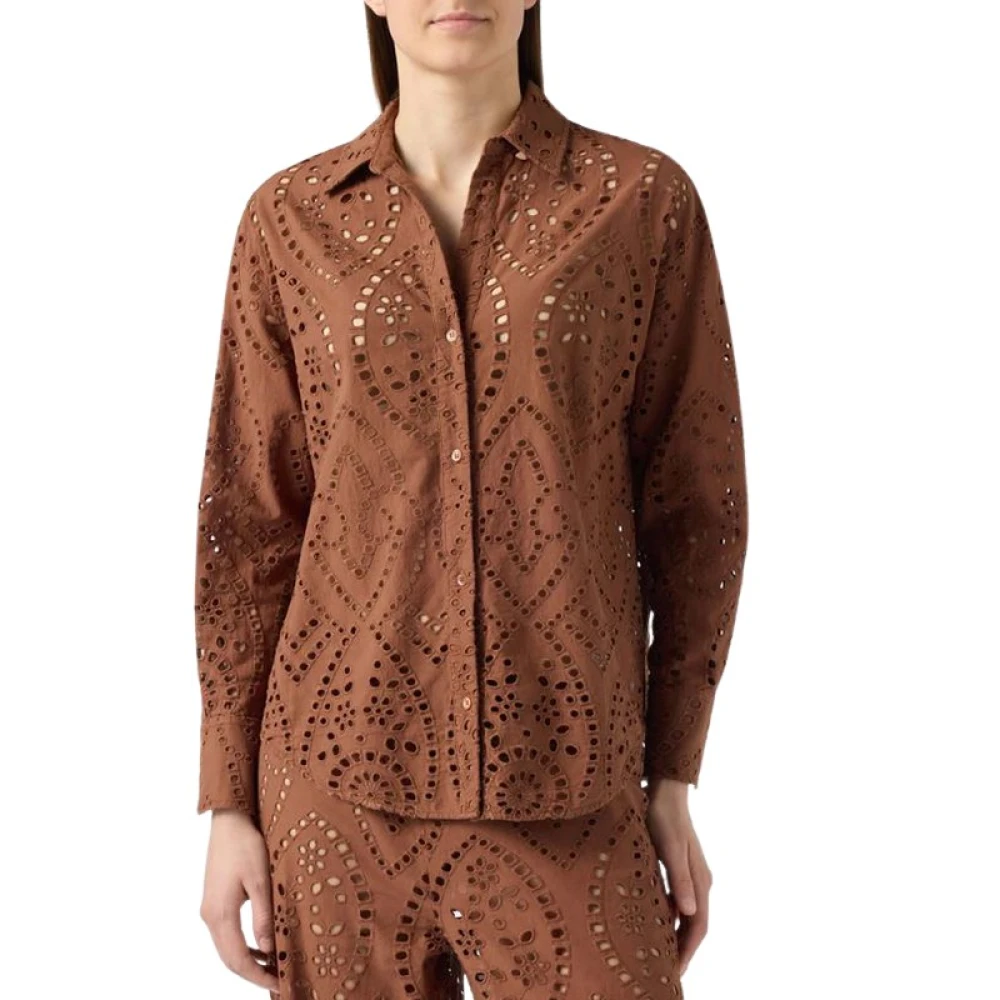 Mc2 Saint Barth Brown Cristal Shirt - Female - Shirts - M - Blouses & Shirts
