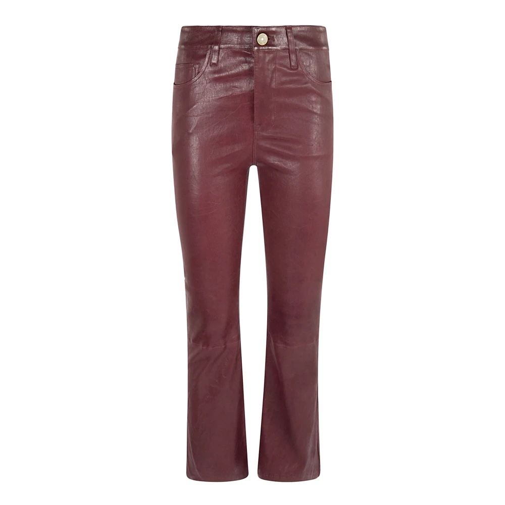 Frame Luxe Wijn Leren Jeans Aw24 Brown Dames