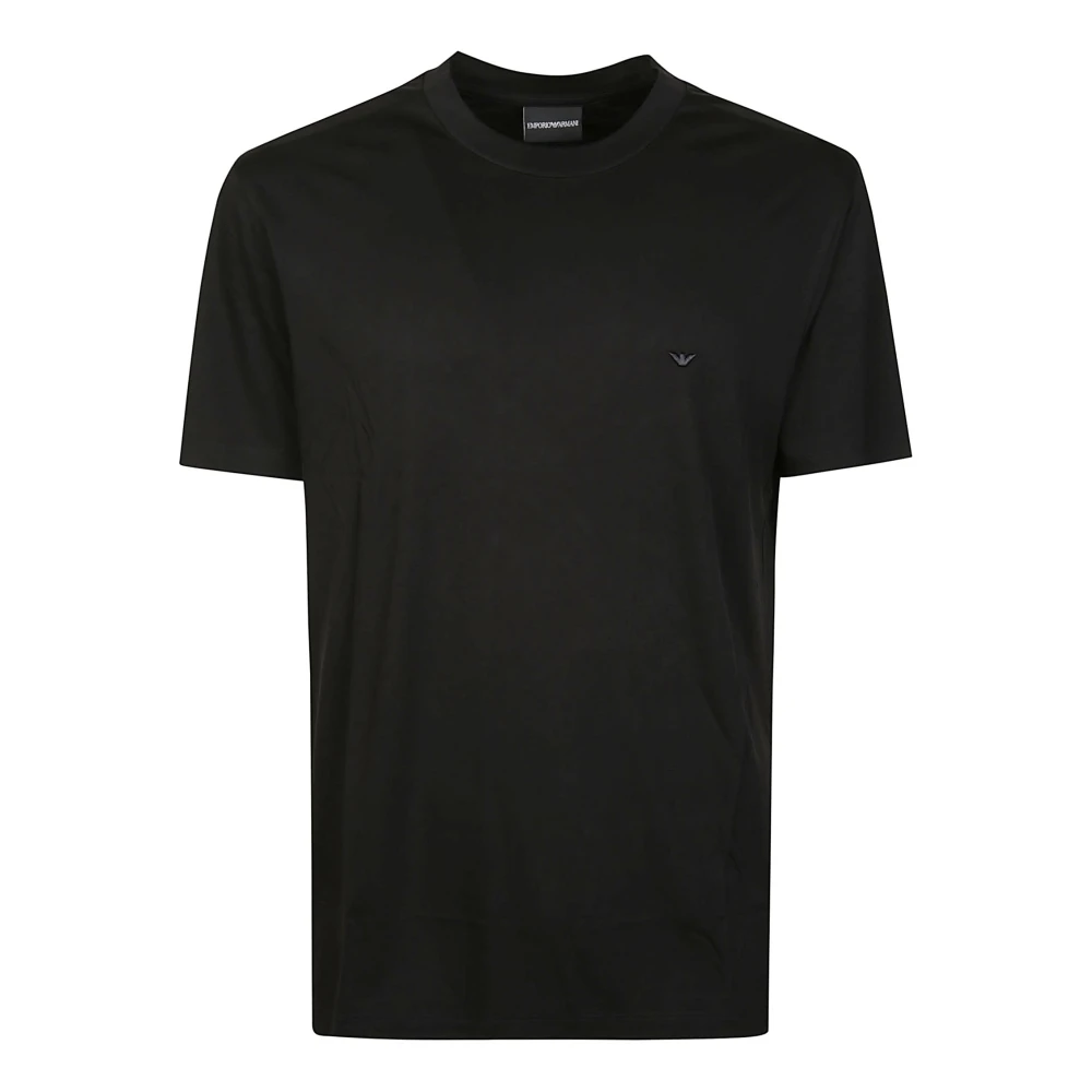 Emporio Armani Men's Black T-Shirts, L, Logo Embroidered T-Shirt