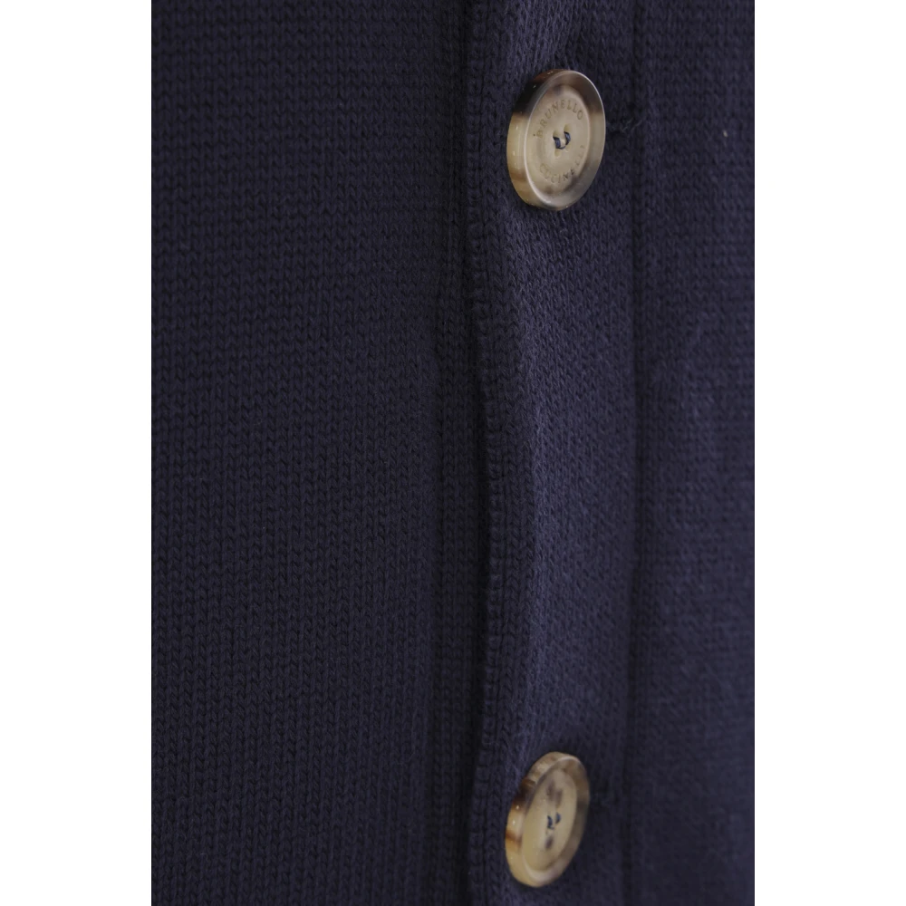 BRUNELLO CUCINELLI Navy Blauw Katoenen Vest Trui Blue Heren