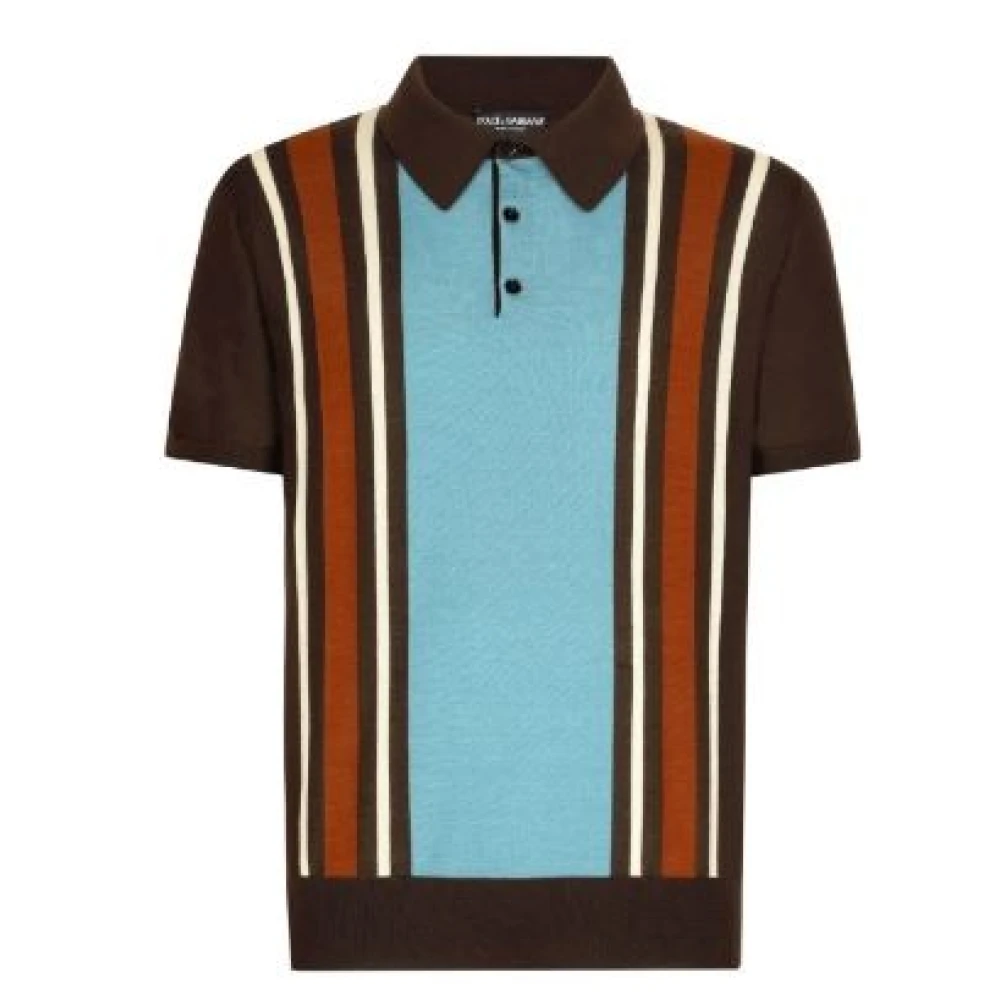 Dolce & Gabbana Gestreept Kasjmier Zijden Poloshirt Multicolor Heren
