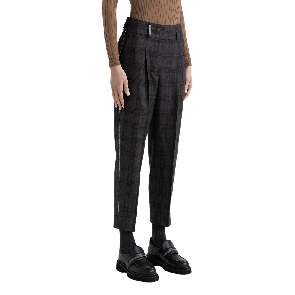 PESERICO Pure wollen sigarettenbroek Brown Dames