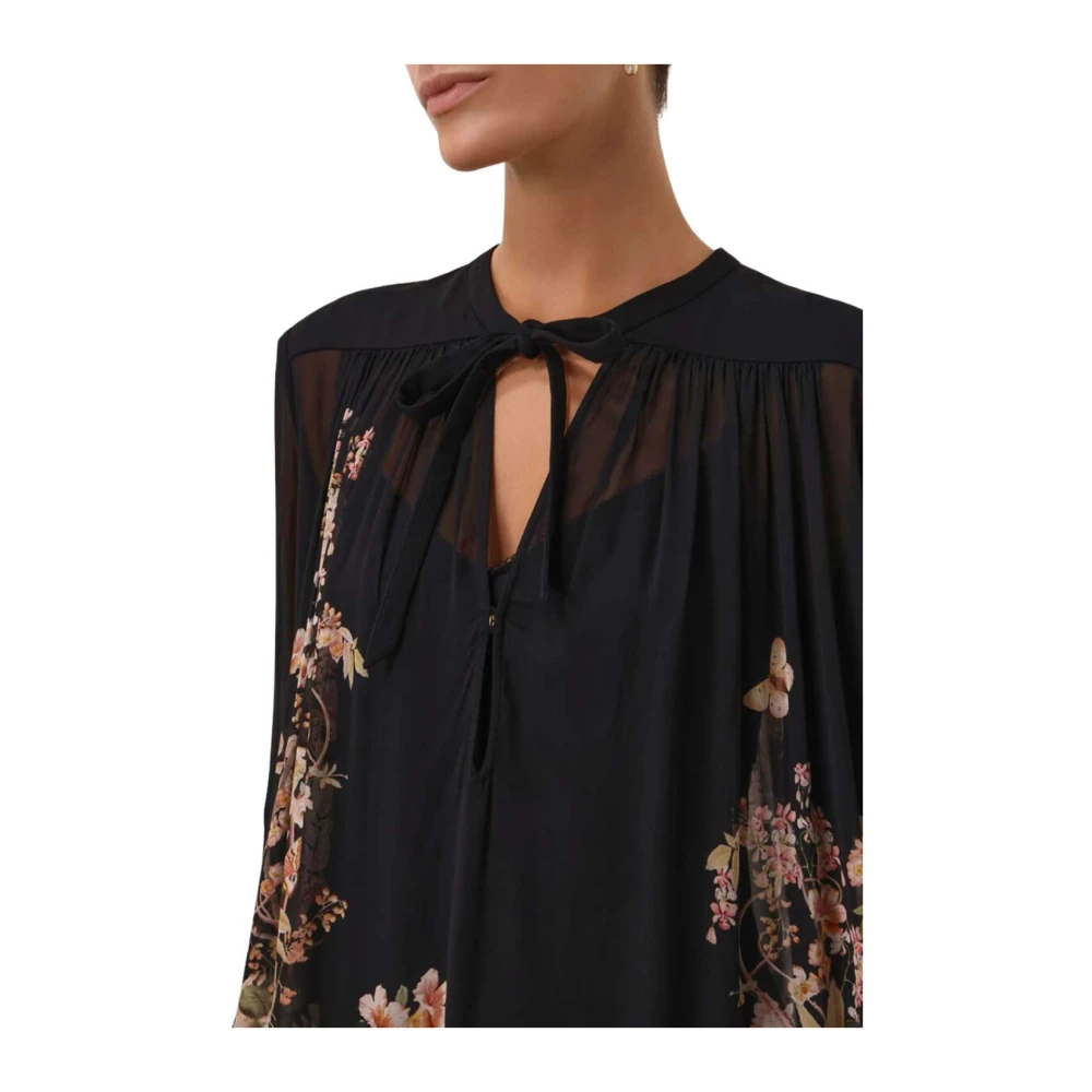 Zimmermann Koraaltuin Zwart Lantaarn Mini Jurk Multicolor Dames