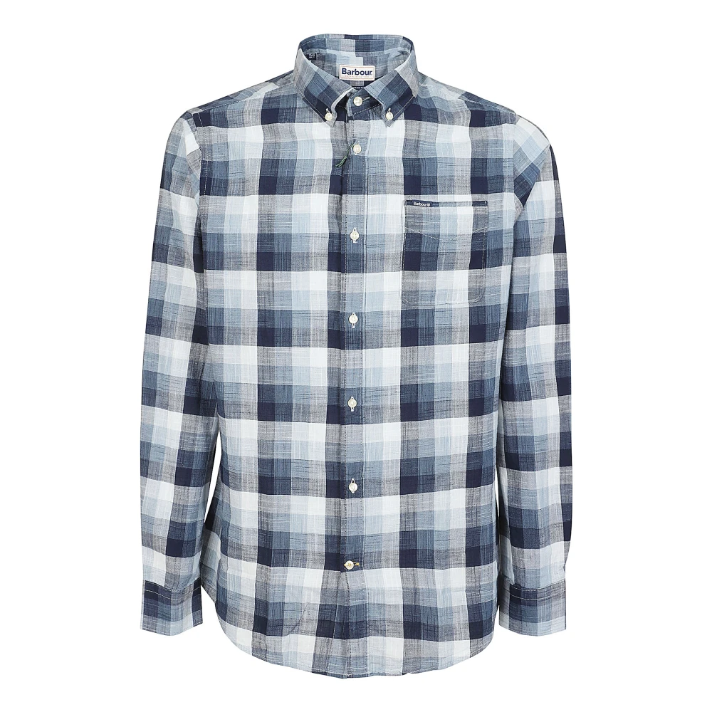 Barbour Navy Katoenen Gestreept Overhemd Multicolor Heren