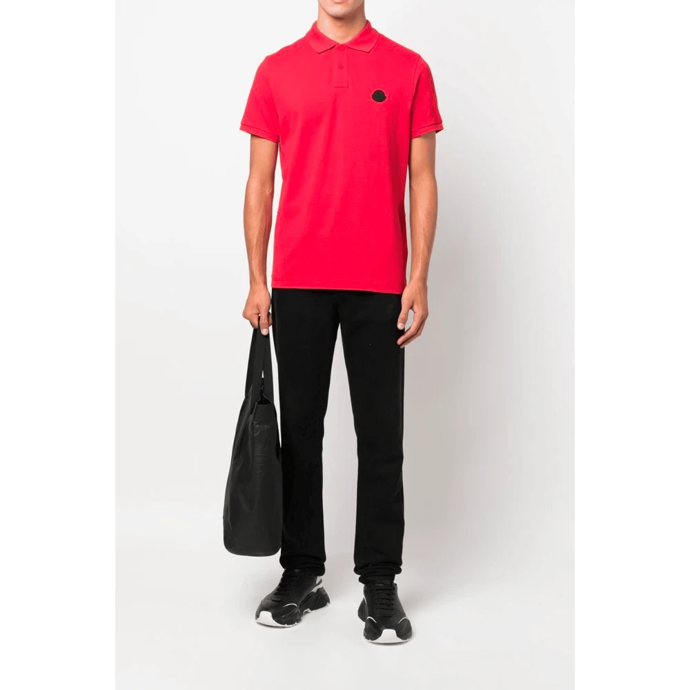 Moncler Rode Katoenen Poloshirt Red Heren