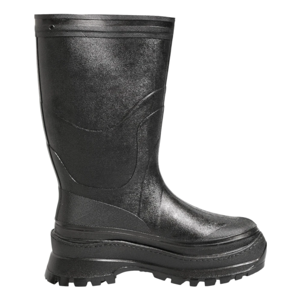 Dolce & Gabbana Men's Black Metallic Pull-On Rain Boots - Wellies - 8 Uk - Shoes