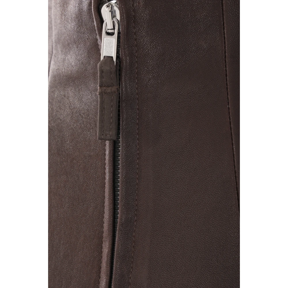 Rick Owens Bruine leren kokerrok Brown Dames