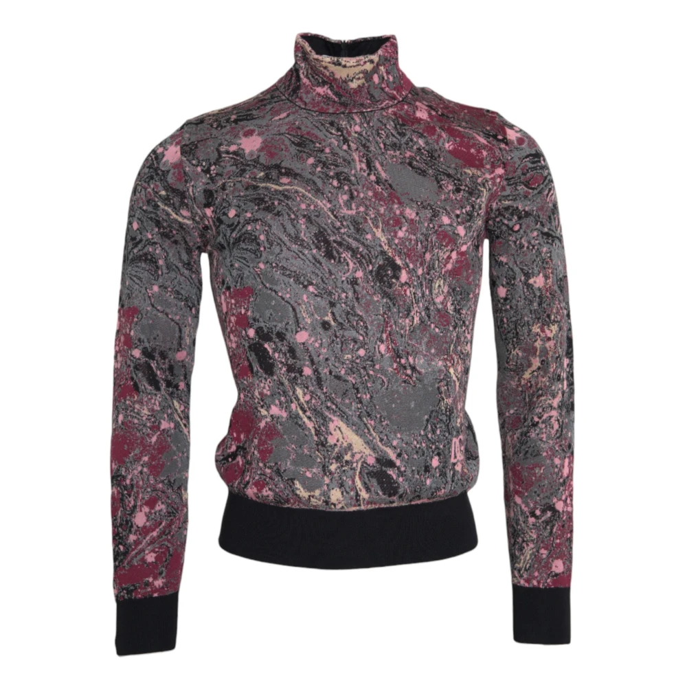 Dolce & Gabbana Men's Multicolor Graphic Turtleneck Jumper - Long Sleeve T-Shirts - S - Tops