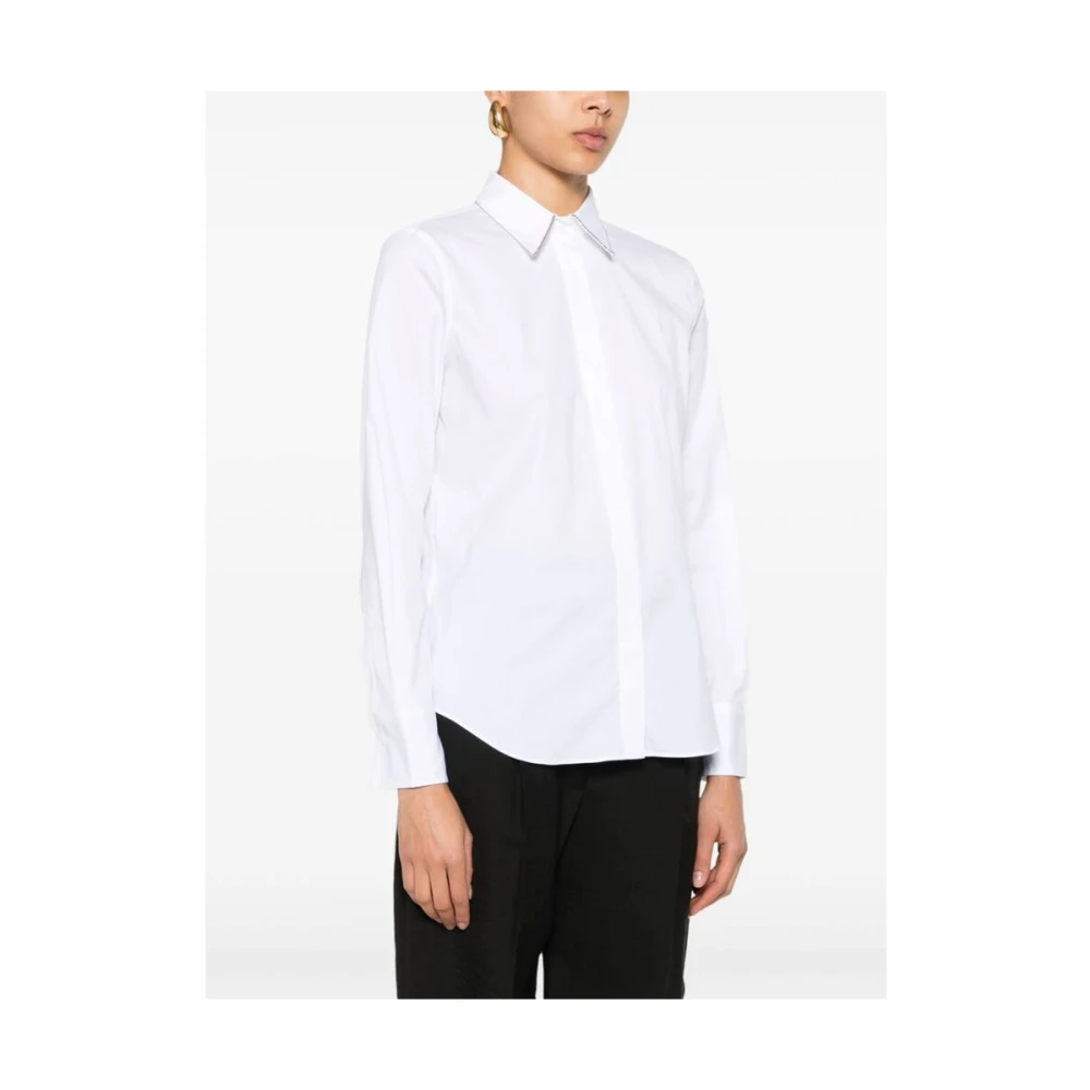 BRUNELLO CUCINELLI Witte Katoenen Poplin Shirt met Monili Ketting White Dames