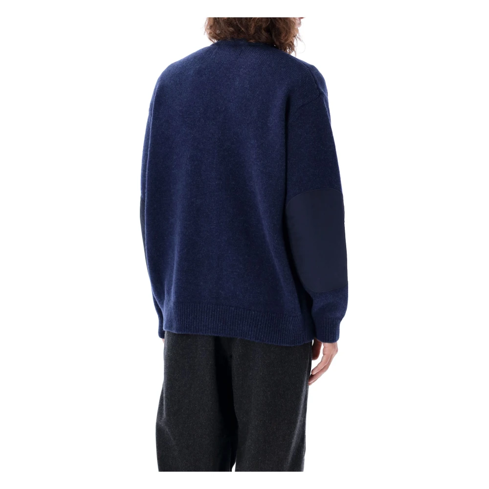 And Wander Blauwe Gebreide Cardigan Aw24 Blue Heren