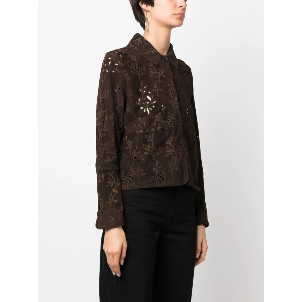 S.w.o.r.d 6.6.44 Laser Cutout Chocolade Suede Jas Brown Dames