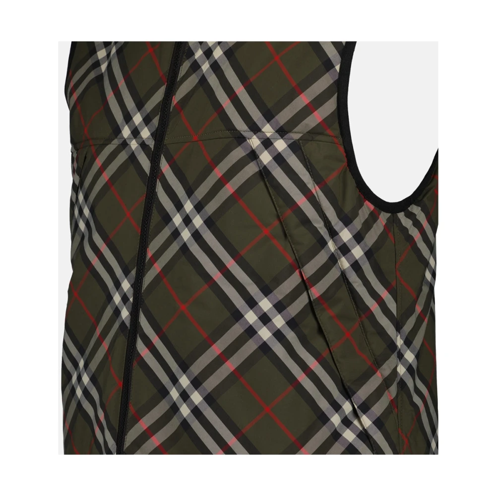Burberry Vintage Geruite Mouwloze Jas Mannen Green Heren
