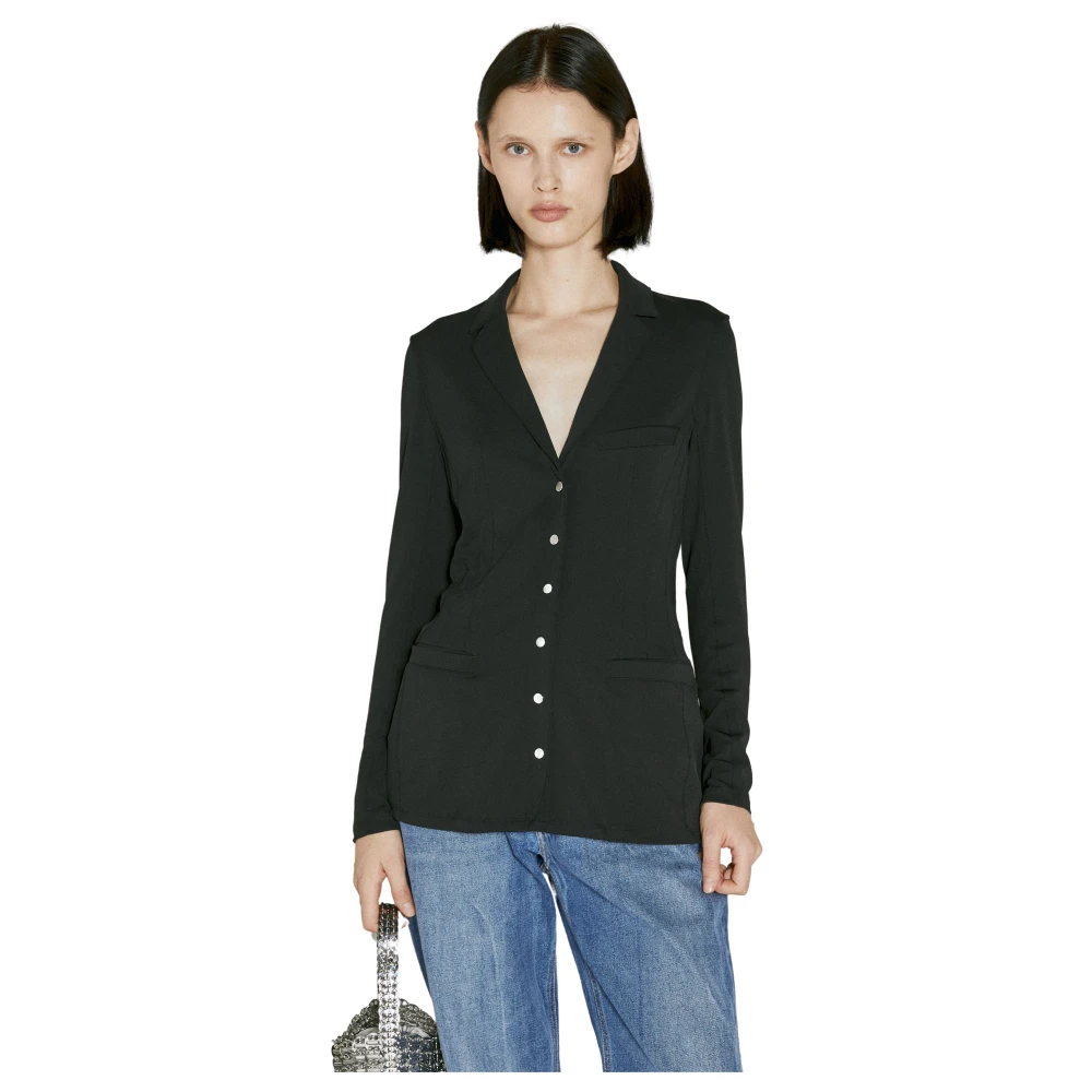 Rabanne Women's Black Fluid Stretch Blazer Style Shirt